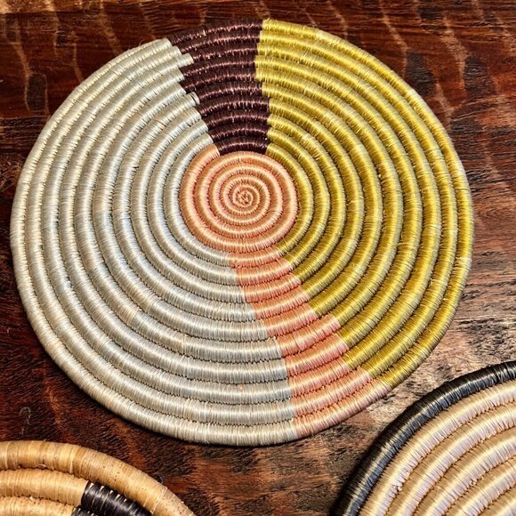 3 African Coil Handmade Boho Wall Art Or Trivets - Picture 3 of 8